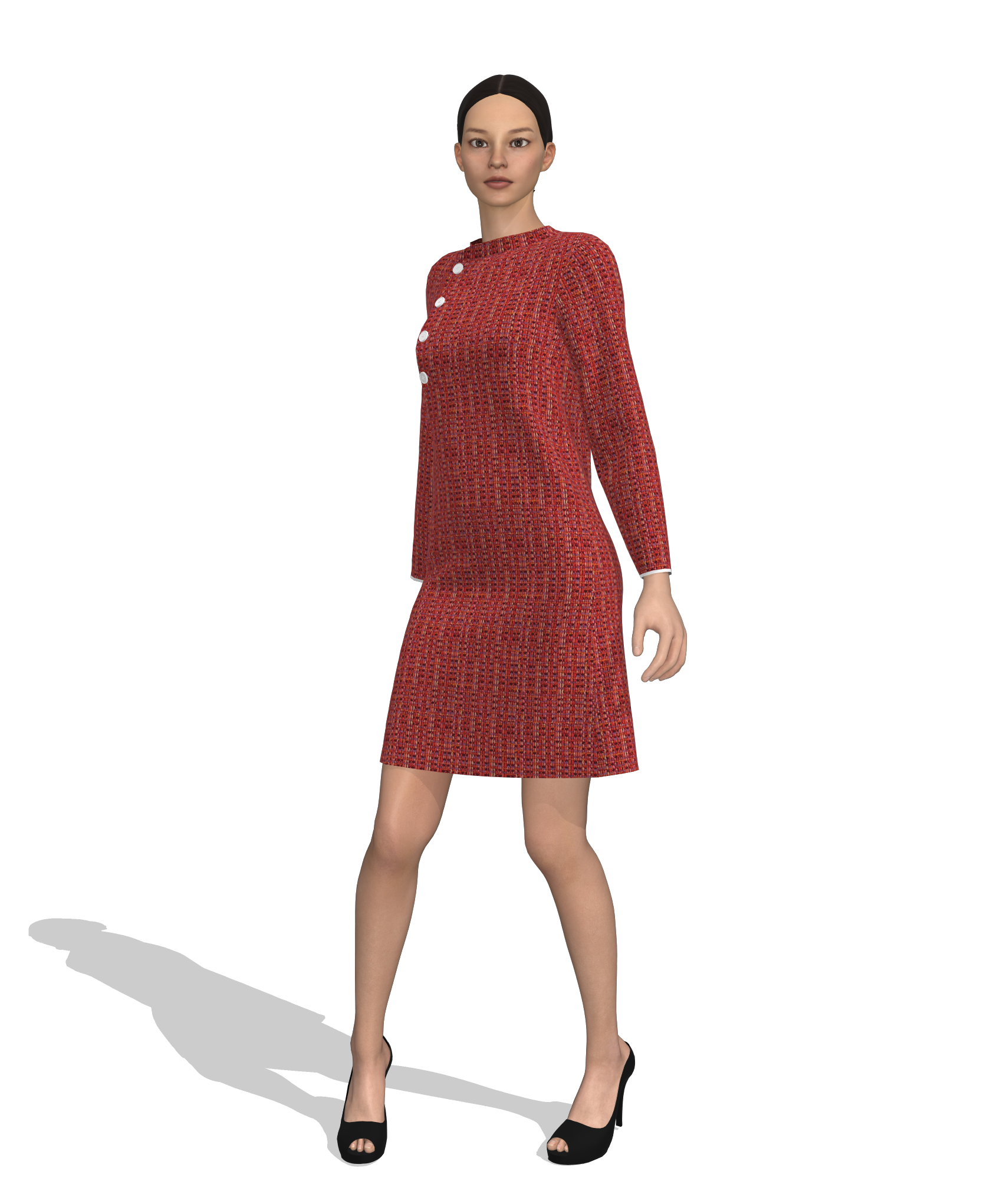KDscion-p62-full sleeve quarter button A-line dress